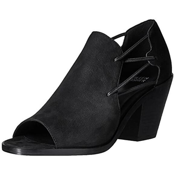 Eileen Fisher Nikki Women's Open Toe Ankle Peep Toe Heels chunky heel size 8.5 - Picture 1 of 8